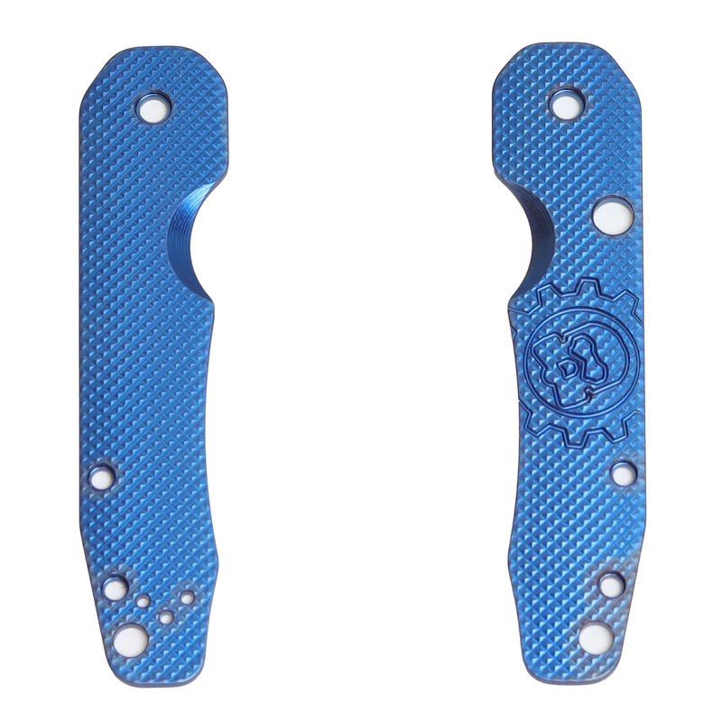 Smock Knives Blue Titanium Scales with Snake Pattern/Logo for Spyderco Smock (Knife Not Included)