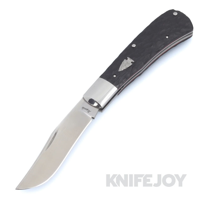 Bill Ruple Custom Knives SlipJoint Satin Blade with Jigged Black Micarta Handles