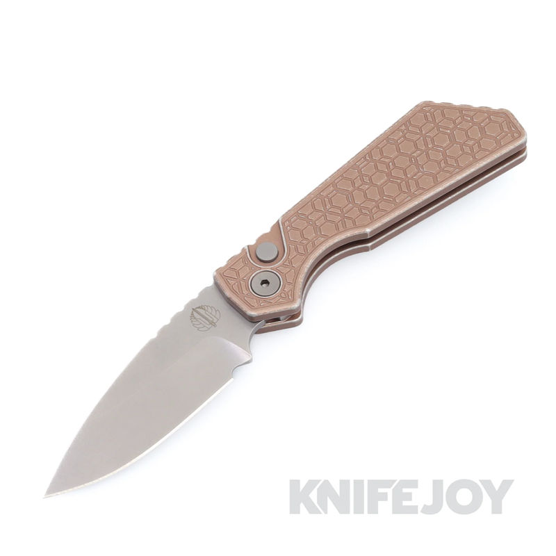 Pro-tech Knives PT205-Gridlock KnifeJoy Exclusive FDE BW Pro-Strider PT Auto Stonewash Magnacut Blade with FDE Battleworn Gridlock Aluminum Handles/ Blasted Clip/ Blasted Hardware