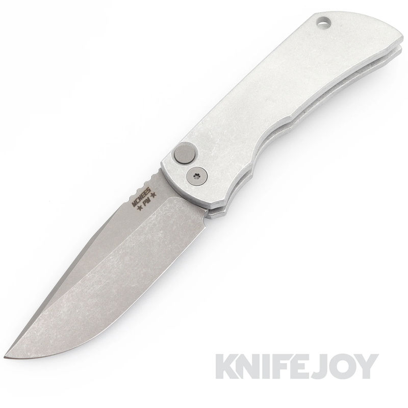 McNees Knives PM Mac 2 Auto Stonewash Blade and Stonewash Aluminum Handle