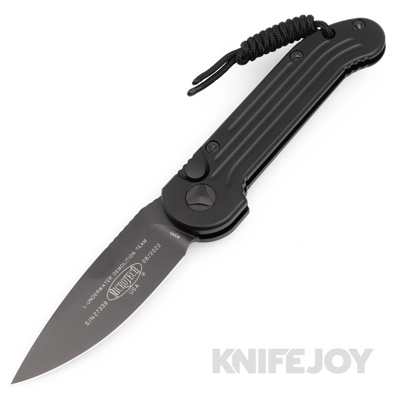 MICROTECH 135-1T Auto L.U.D.T. Tactical Standard Blade with Black Handles/ Black Lanyard