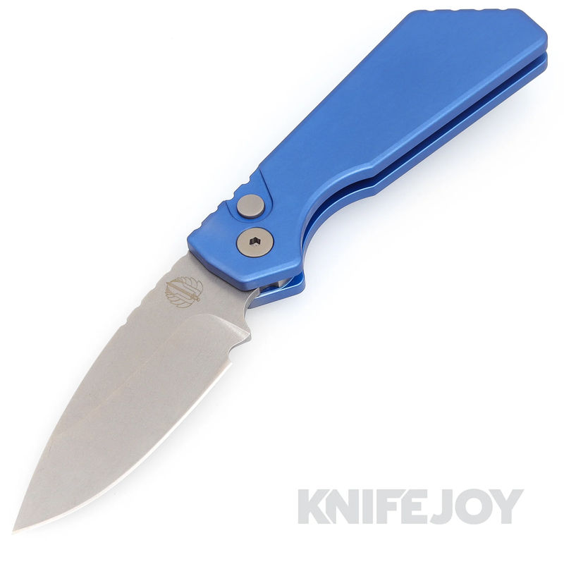 Pro-tech Knives PT201-Blue Pro-Strider PT+ Auto Stonewash Magnacut Blade with Solid Blue Handles