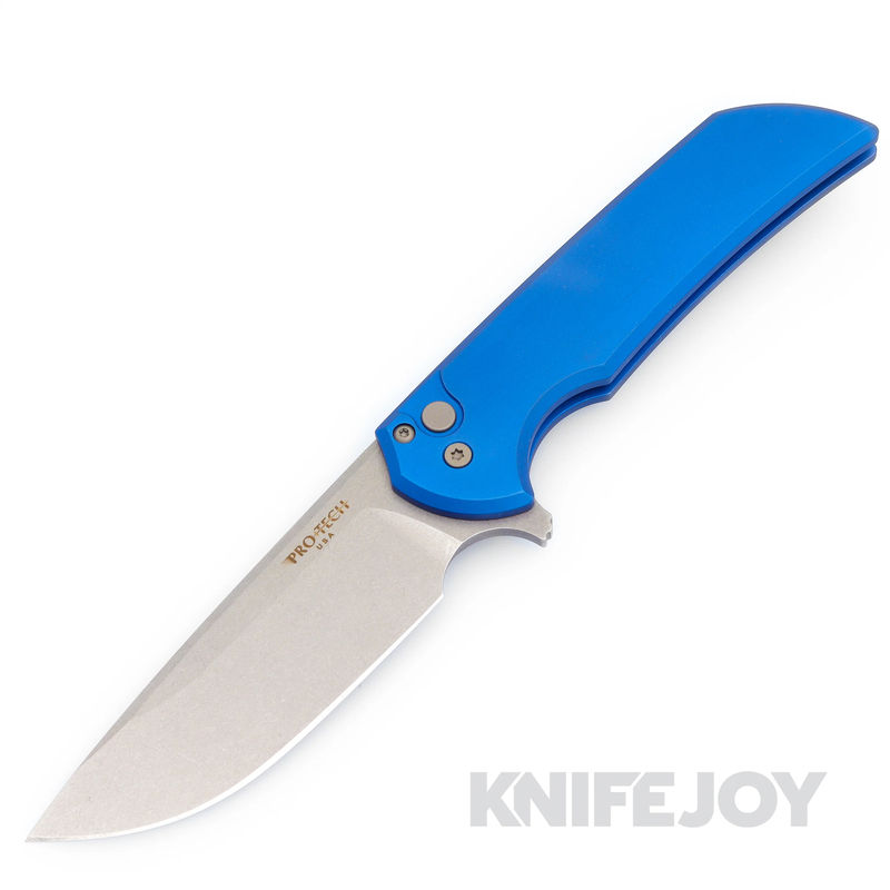 Pro-tech Knives PTMX101-BLUE Mordax Flipper Stonewash Magnacut Plain Blade with Solid Blue Handle