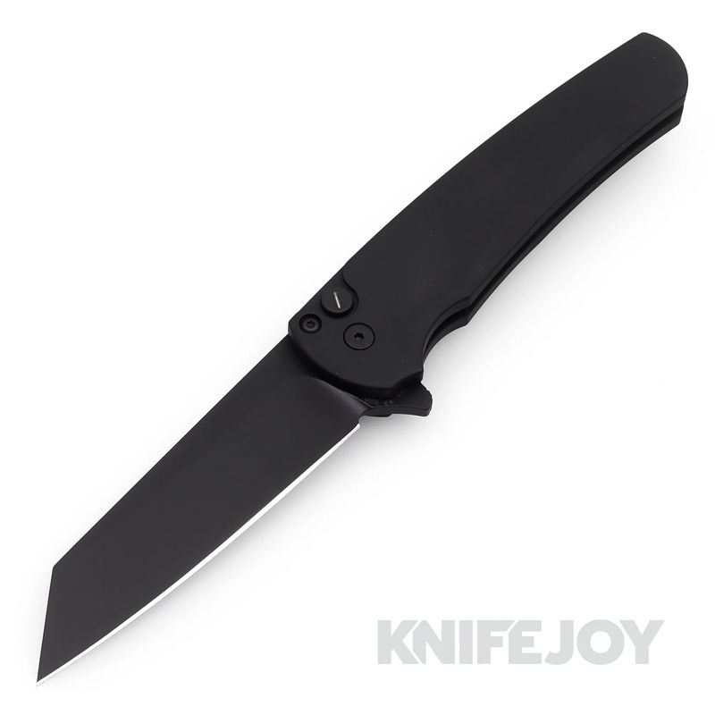 Pro-tech Knives PT5403-OPERATOR Malibu Operator Flipper Black Sterile DLC Reverse Tanto Blade with Black Handle/ Tritium Inlay