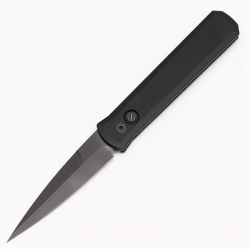 Pro-tech Knives PT921-OPERATOR GODFATHER Auto Black Sterile Blade with Solid Black Handles/ Tritium Push Button