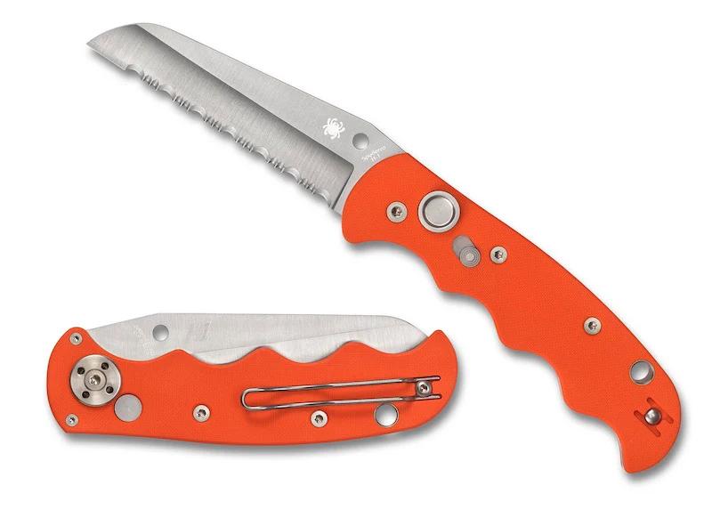 Spyderco C165GSOR Autonomy 2 Spyderedge Satin Blade with Orange G-10 Handles AUTO