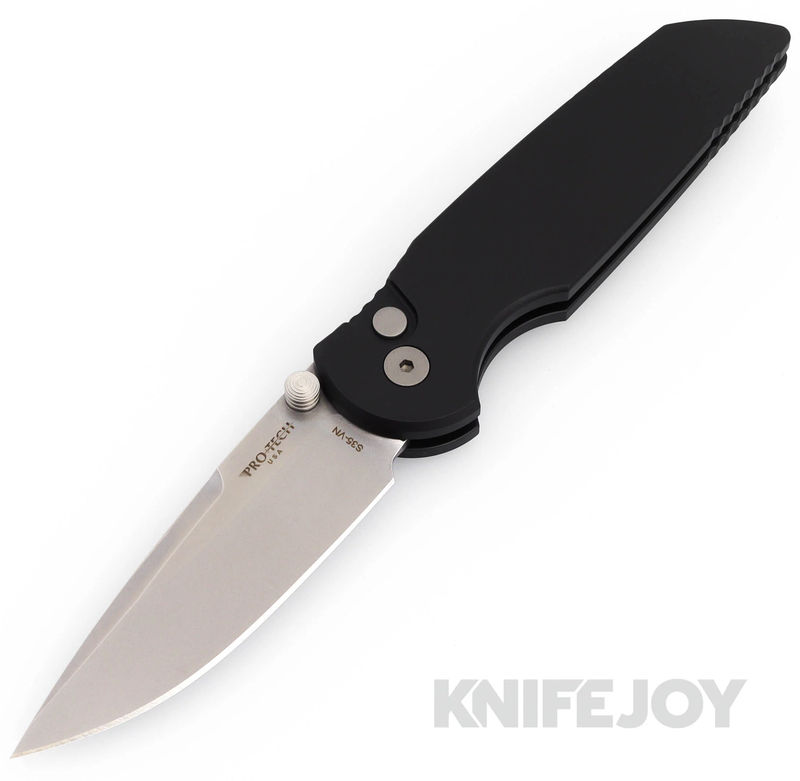 Pro-tech Knives PT-INT101 Tactical Response 3 Integrity Double Thumbstud Manual Stonewash S35VN Blade with Black Aluminum Handles/ Blasted Hardware/ Deep Carry Clip