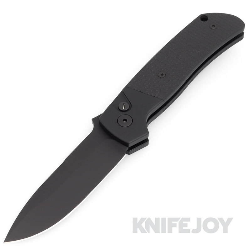 Pro-tech Knives BT2715-Operator Auto ATCF Terzuola Design OPERATOR DLC Black Magnacut Blade with Textured Black G10 Inlay and Black Handles/ Tritium Button
