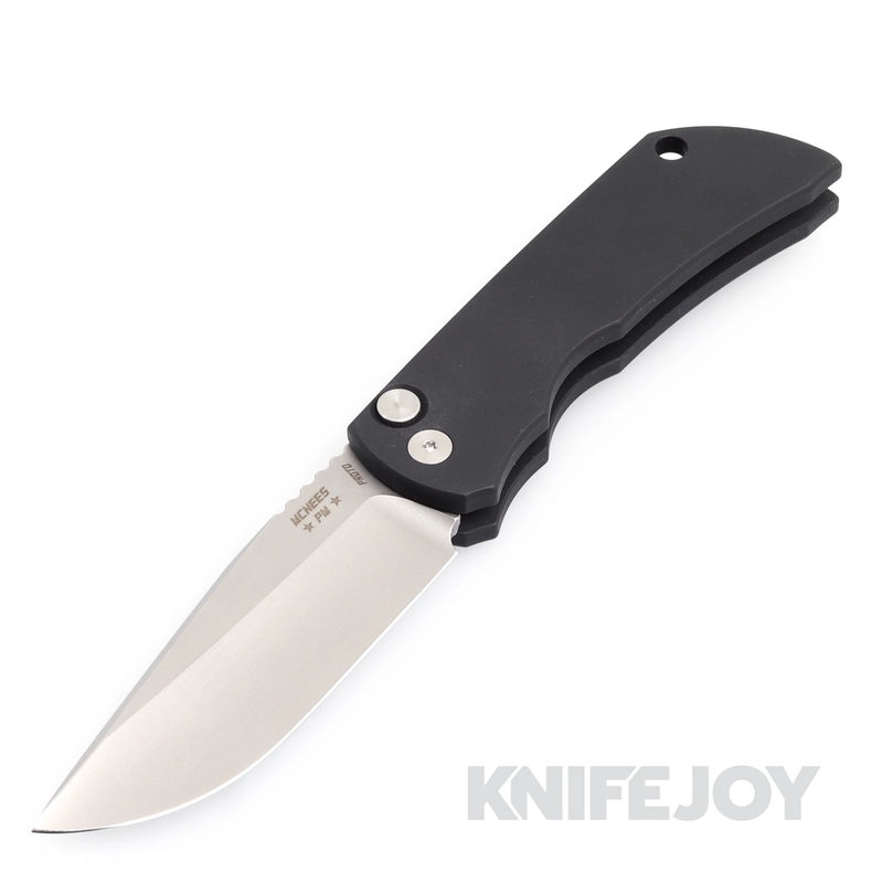 McNees Knives PM Mac 2 Auto PROTOTYPE Satin Blade with Matte Black Handle