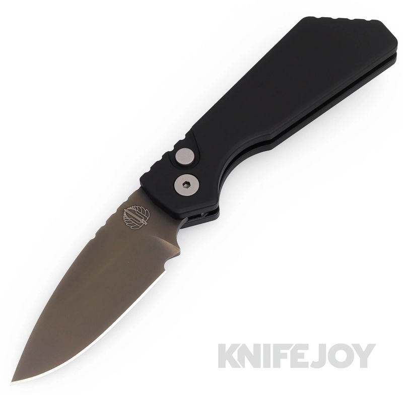 Pro-tech Knives PT221 Pro-Strider PT+ Auto Smoky Grey DLC Magnacut Blade with Solid Black Aluminum Handles