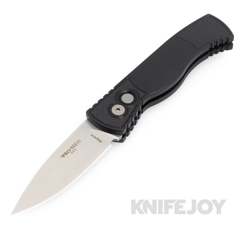 Pro-tech Knives PTT-201 Tactical Response 2 Auto Folder Plain Edge Stonewash Blade with Black Aluminum Handles/ Textured Corners/Deep Carry Clip