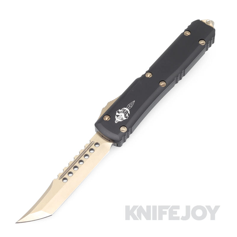 MICROTECH 119-13S Ultratech Hellhound OTF Auto Signature Series Bronzed Standard Blade with Black Aluminum Handles
