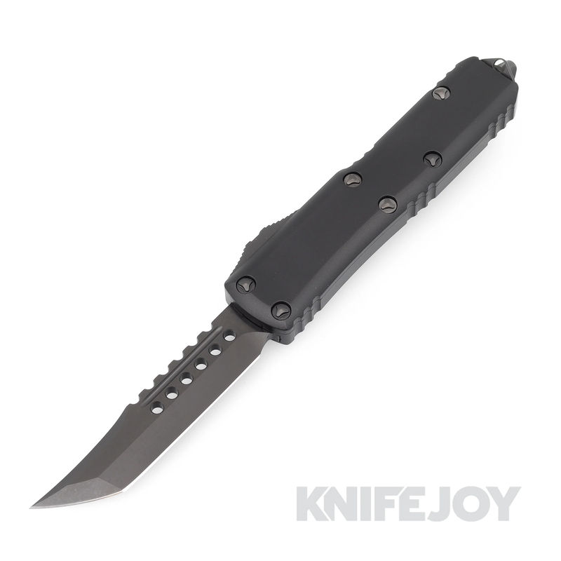 MICROTECH 719-1DLCTSH UTX-85 Hellhound Shadow OTF Auto Signature Series Engraved DLC Standard Blade with Black Aluminum Handles/ DLC Hardware
