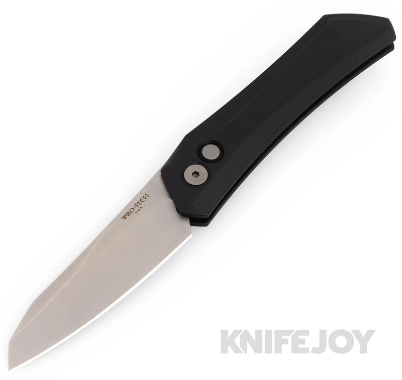 Pro-tech Knives PT-DS101 Auto Sinkevich Design Oligarch Auto Stonewash Magnacut Blade with Solid Black Aluminum Handles/ Blasted Hardware/ Black Clip