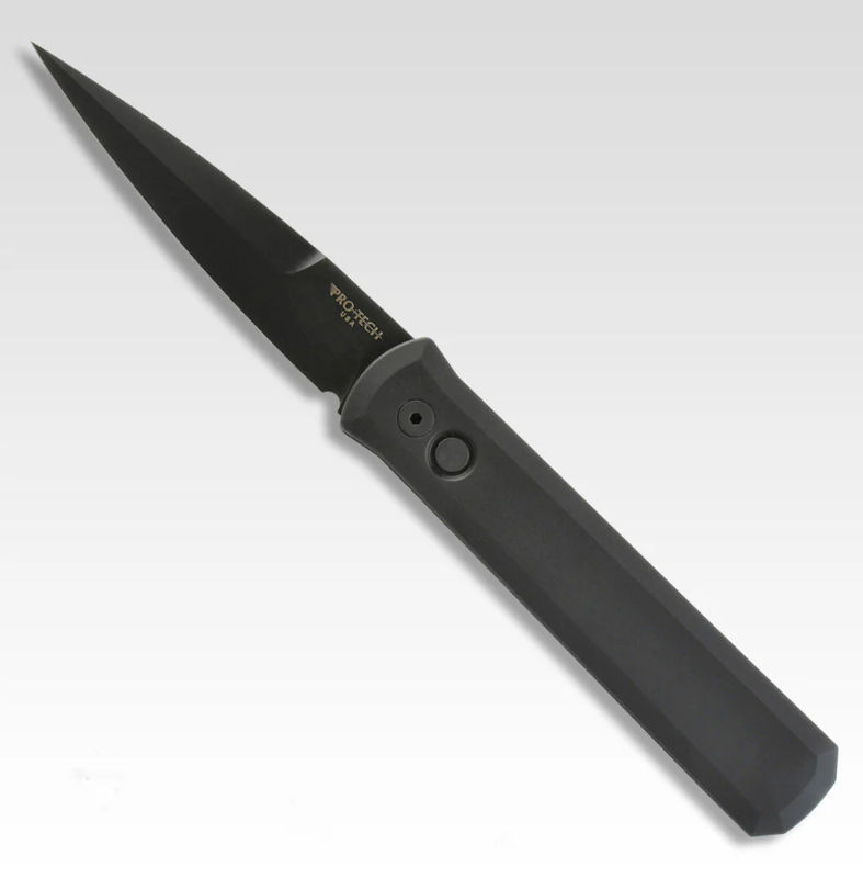 Pro-tech Knives 921-SWAT GODFATHER Auto Black Blade with Black Aluminum Handles