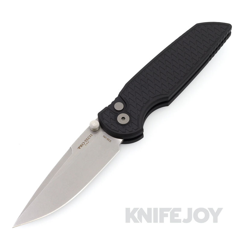 Pro-tech Knives PT-INT105 Tactical Response 3 Integrity Double Thumbstud Manual Stonewash S35VN Blade with Relic Textured Black Aluminum Handles/ Blasted Hardware/ Deep Carry Clip