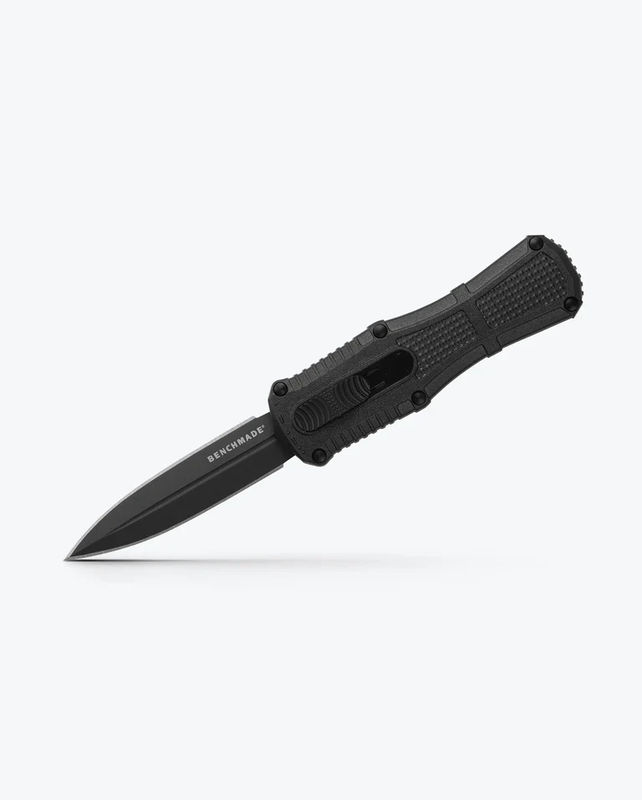 Benchmade 3375GY Mini Claymore Auto OTF Grey PVD Dagger Blade with Black Grivory Handles
