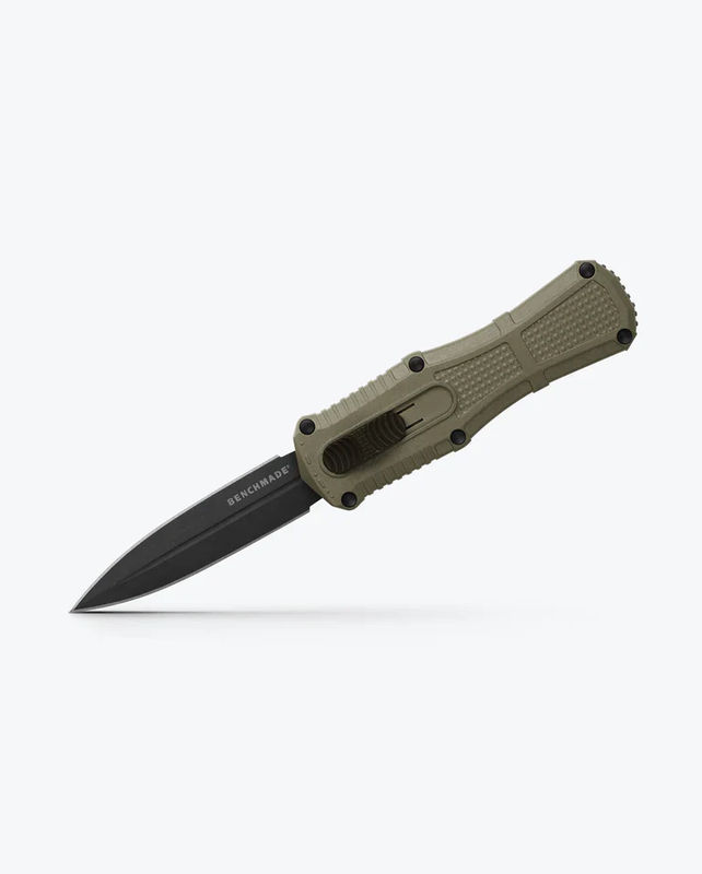 Benchmade 3375GY-1 Mini Claymore Auto OTF Grey PVD Dagger Blade with Ranger Green Grivory Handles