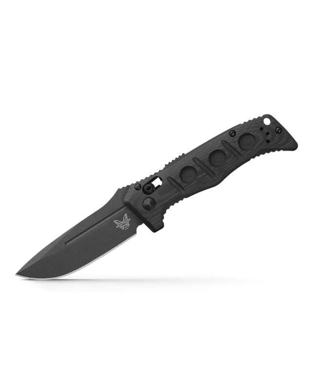 Benchmade Adamas 2730GY-1 Mini Adamas Automatic Knife Black Cerakote  Plain Blade with Black G10 Handles