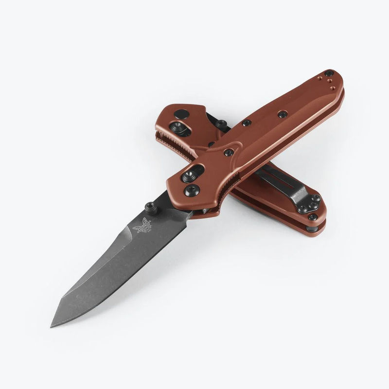 Benchmade 945BK-03 Mini Osborne AXIS Lock Reverse Tanto Battlewash Finish Plain Edge Blade with Burnt Copper Aluminum Handle Knife