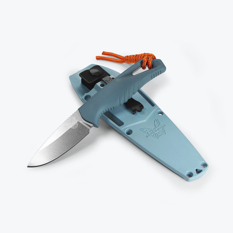 Benchmade 18050 Intersect Fixed Blade Drop Point Stonewash CPM-Magnacut Blade with Depth Blue Santoprene Handles