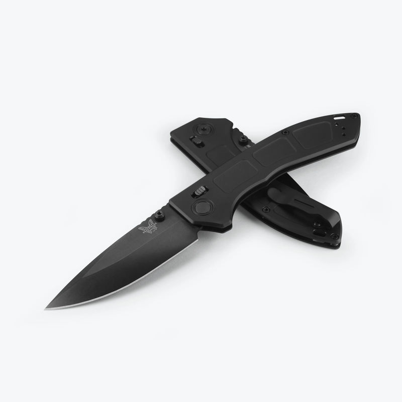Benchmade 748BK-01 Narrows Axis Lock Knife M390 Polished DLC Drop Point Plain Blade with Matte Black DLC Titanium Handles/ Polished DLC Pivot and Pocket Clip