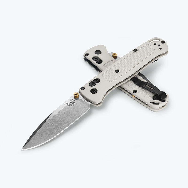 Benchmade 535-12 Bugout AXIS Lock Knife Drop Point Satin Plain Blade with Tan Grivory Handles