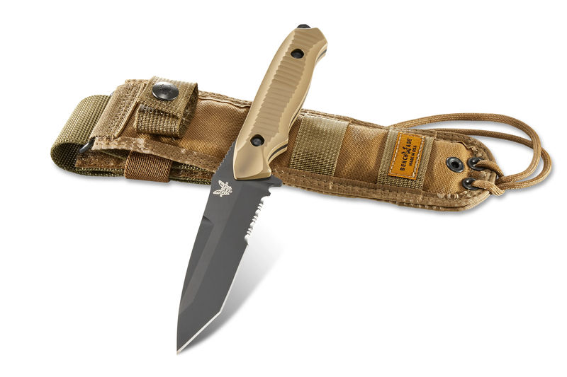 Benchmade 141SBKSN Nimravus Fixed Blade Serrated Tanto Black Finish Blade with Sand Aluminum Handles