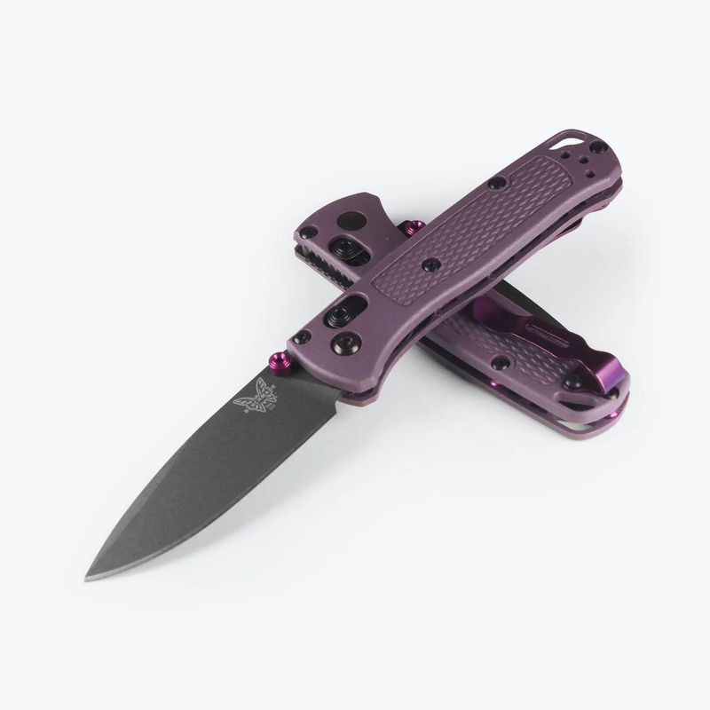 Benchmade 533GY-09 Mini Bugout Ultra Light Weight Cerakote Drop Point Blade with Dark Purple Grivory Handles