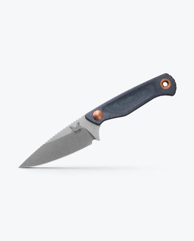Benchmade 203 Dacian Fixed Blade Knife Spearpoint Satin Blade with Blue Denim Micarta Handles