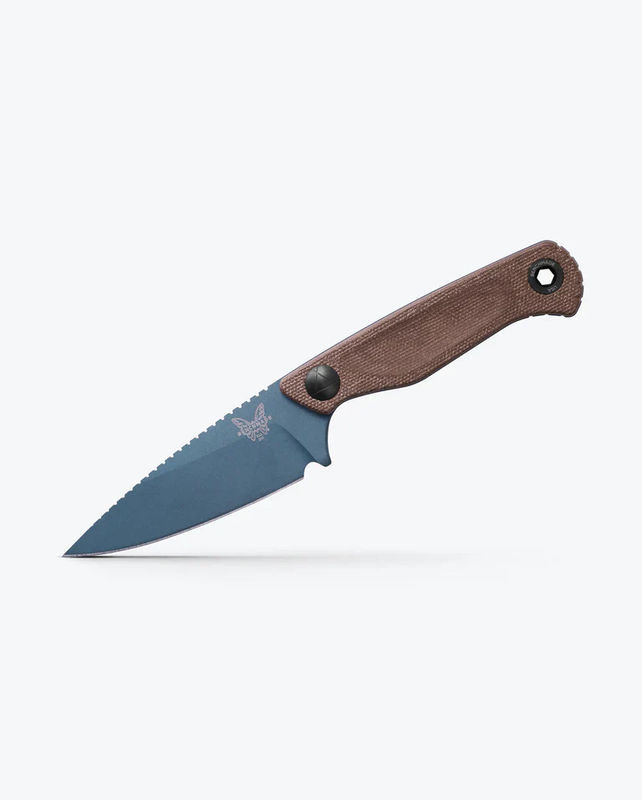 Benchmade 203BT-01 Dacian Fixed Blade Knife Spearpoint Blue Cerakote Blade with Brown Canvas Micarta Handles