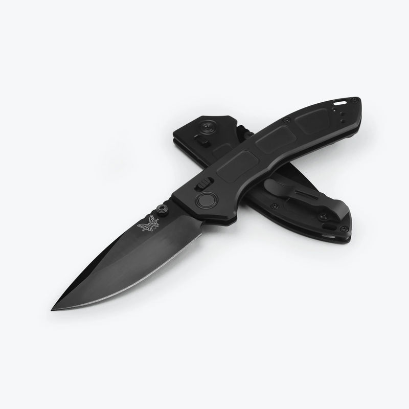 Benchmade 743BK-01 Mini Narrows Axis Lock Knife Drop Point Stainless Steel Black Polished Finish Blade with Matte Black DLC Rigid Titanium Handles