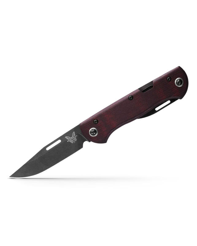Benchmade 317BK-02 Limited Weekender 2-Blade Slip Joint Knife CPM-S90V Black DLC Clip Point/ Drop Point Blades with Burgundy Canvas Micarta Handles