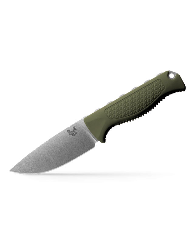 Benchmade 15006-01 Steep Country Fixed Blade Stonewash CPM-S30V Blade with Dark Olive Santoprene Handles
