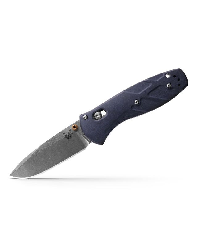 Benchmade 585-03 Mini Barrage AXIS-Assisted Folder Drop Point S30V Satin Blade with Blue Canyon Richlite Handles