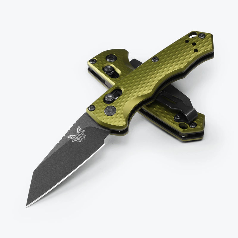 Benchmade 2900BK-2 Auto Full Immunity AXIS Lock Knife CPM-M4 Cobalt Black Wharncliffe Blade with Woodland Green Anodized Aluminum Handles