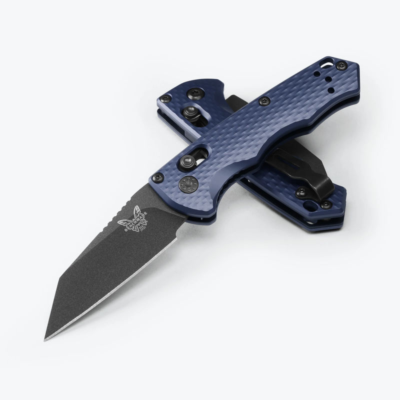 Benchmade 2900BK Auto Full Immunity AXIS Lock Knife CPM-M4 Cobalt Black Wharncliffe Blade with Crater Blue Anodized Aluminum Handles