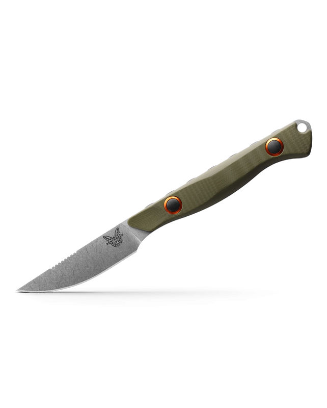 Benchmade 15700-01 Flyway Fixed Blade CPM-S90V Satin Blade with OD Green G10 Handles/ Orange Accents