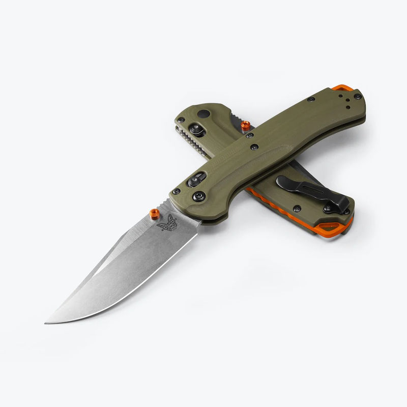 Benchmade 15536 Taggedout Axis Lock Plain Satin CPM-S45VN Blade with OD Green G10 Handles