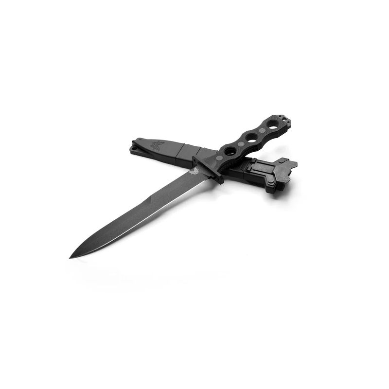 Benchmade 185BK SOCP Fixed Blade Double Edge Dagger 3V Cobalt Black Blade with Black G10 Handles