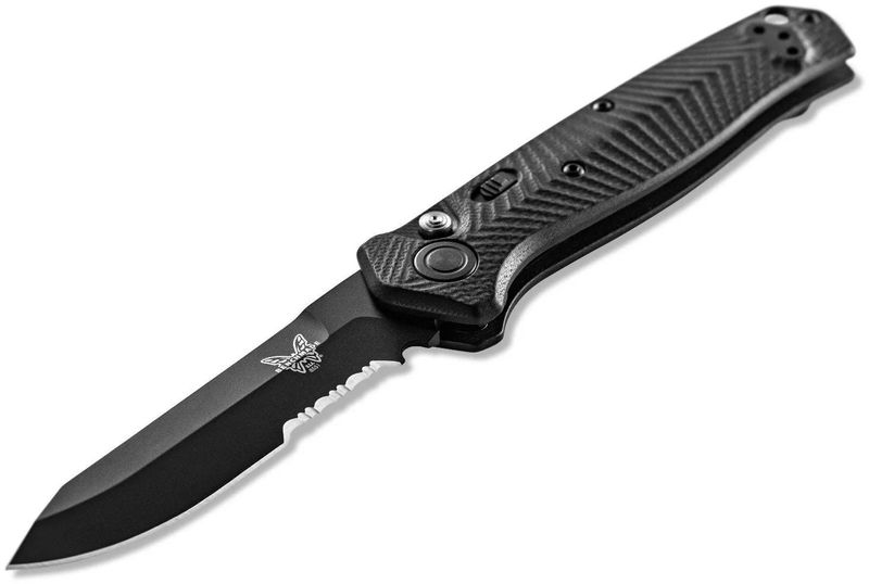 Benchmade 8551SBK Mediator Auto Folding Knife S90V Serrated Blade with Black G10 Handles