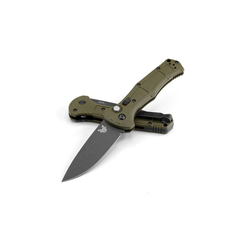 Benchmade 9070BK-1 AUTO Claymore Black Blade with Foliage Green Grivory Handles (3.6" Black)