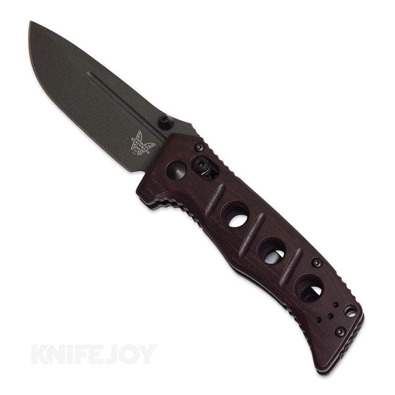 Benchmade Mini Adamas 273BK-2201 AXIS Lock with Red Canvas Micarta Scales (3.25" CPM CruWear/ Cerakote Finish)