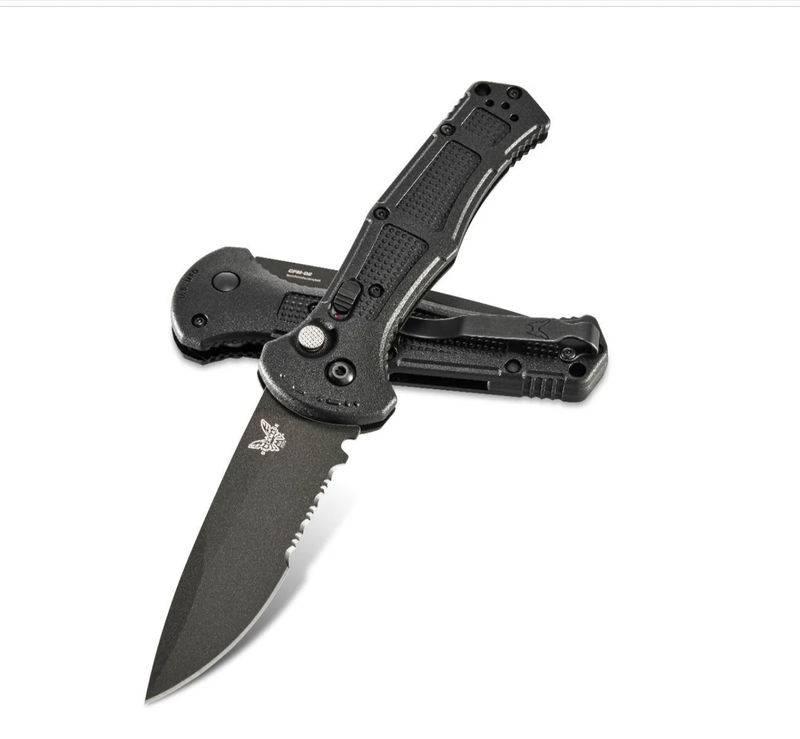 Benchmade 9070SBK AUTO Claymore Auto Knife Black Grivory (3.6" Black Serr)