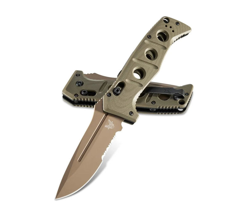 Benchmade Adamas 2750SFE-2 Adamas Automatic Knife Olive Drab G-10 (3.8" Gray Serr)