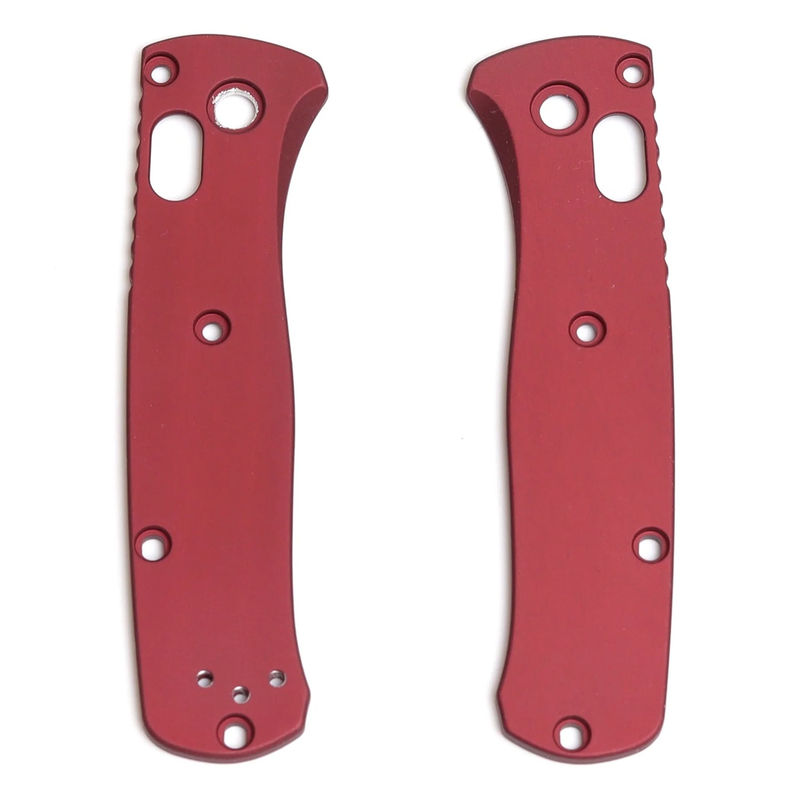 AWT Benchmade Mini Bugout Scales Brick Red Aluminum with No Lanyard/ Type III Hard Coat/ RH Carry