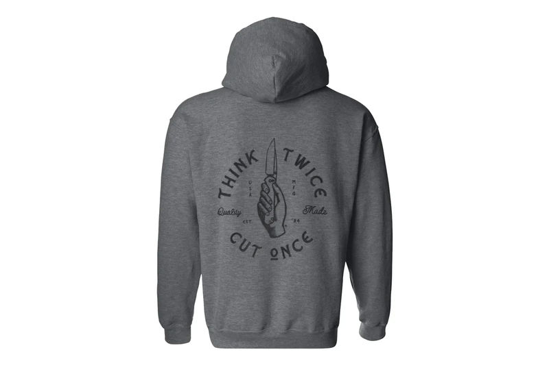 Chris Reeve CRK-1147 "Who's Got a Knife?" Hoodie Pullover Dark Heather Gray-Size Medium
