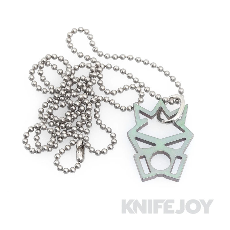 RichMade Knives Small Titanium Skull Logo Dog Tag with Stainless Steel Chain- Green
