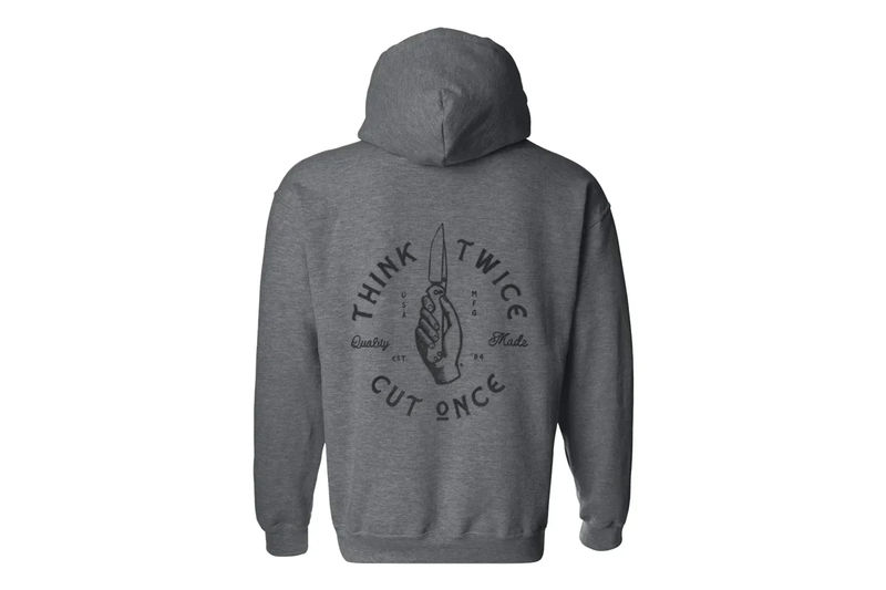 Chris Reeve CRK-1150 "Who's Got a Knife?" Hoodie Pullover Dark Heather Gray-Size 2XL