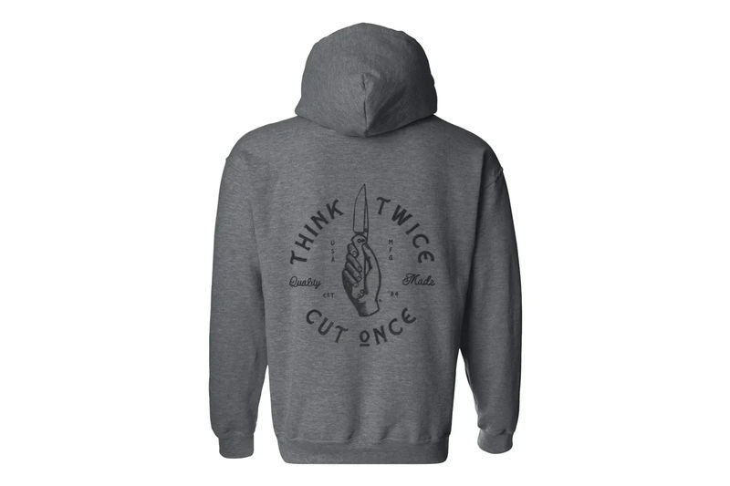 Chris Reeve CRK-1149 "Who's Got a Knife?" Hoodie Pullover Dark Heather Gray-Size XLarge